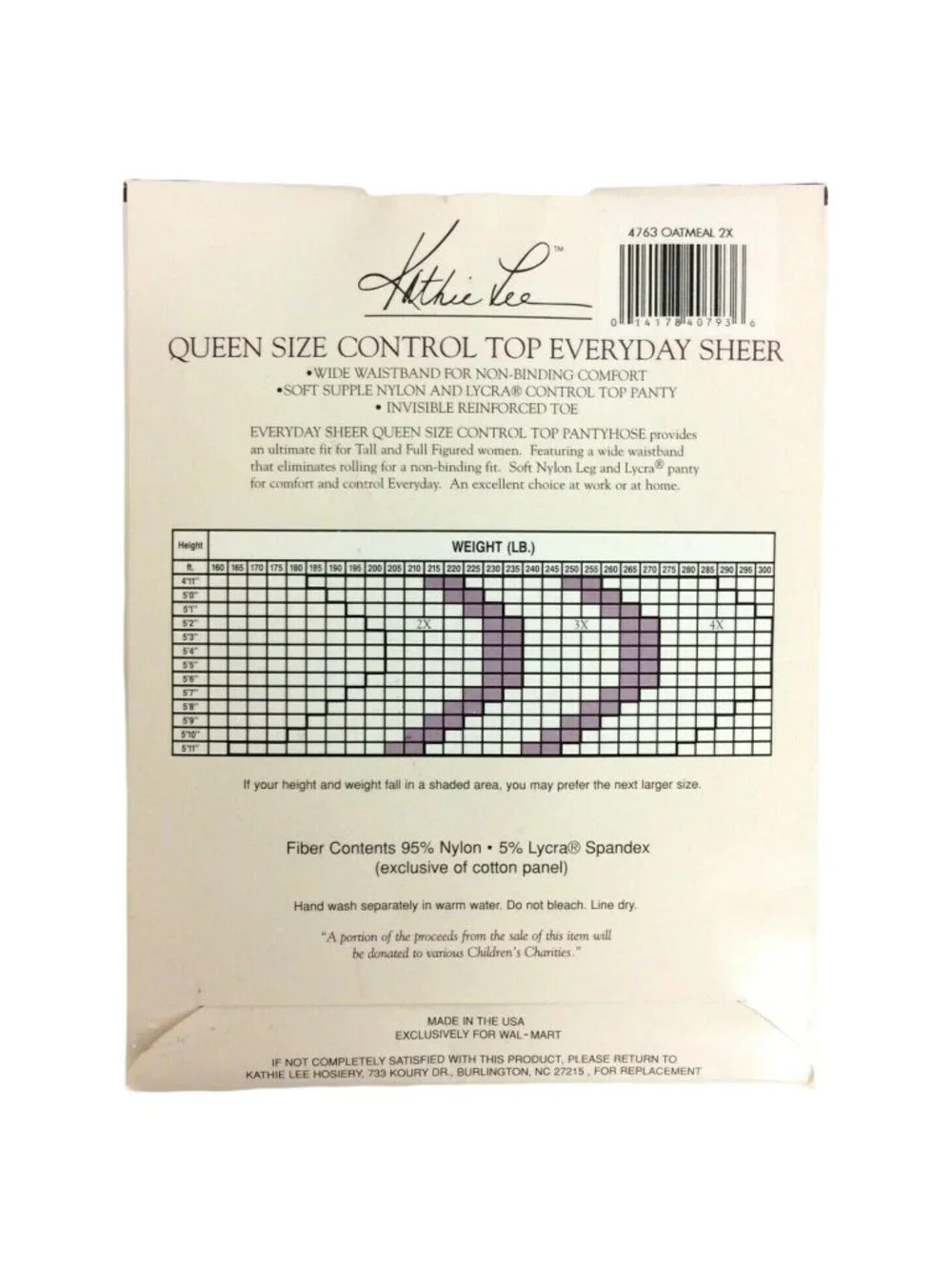 Kathie Lee Woman Queen Size 2X Oatmeal Control Top Sandalfoot Pantyhose Sheer